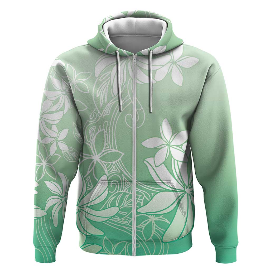 Tiare Tahiti Zip Hoodie Matcha Polynesia Motifs LT05 Zip Hoodie Green - Polynesian Pride