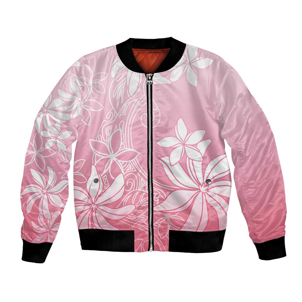 Tiare Tahiti Bomber Jacket Pink Polynesia Motifs - Polynesian Pride