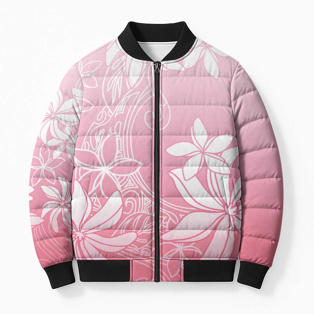 Tiare Tahiti Bomber Puffer Jacket Pink Polynesia Motifs - Polynesian Pride