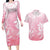 Tiare Tahiti Couples Matching Long Sleeve Bodycon Dress and Hawaiian Shirt Pink Polynesia Motifs - Polynesian Pride