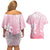 Tiare Tahiti Couples Matching Off Shoulder Short Dress and Hawaiian Shirt Pink Polynesia Motifs - Polynesian Pride