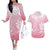Tiare Tahiti Couples Matching Off The Shoulder Long Sleeve Dress and Hawaiian Shirt Pink Polynesia Motifs - Polynesian Pride