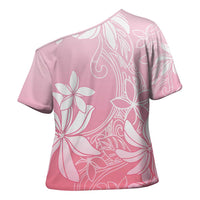 Tiare Tahiti Cross Shoulder Shirt Pink Polynesia Motifs - Polynesian Pride