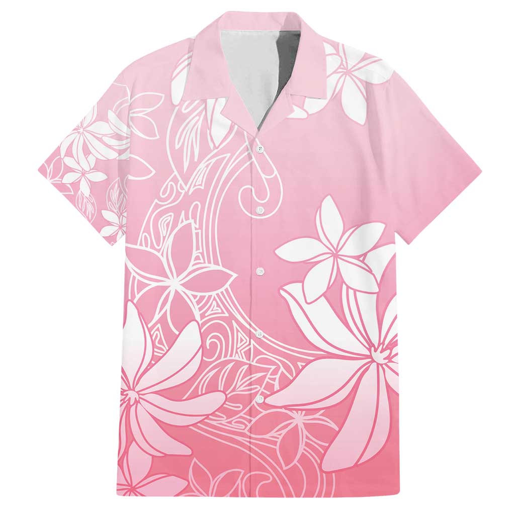 Tiare Tahiti Family Matching Long Sleeve Bodycon Dress and Hawaiian Shirt Pink Polynesia Motifs - Polynesian Pride