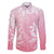 Tiare Tahiti Family Matching Off The Shoulder Long Sleeve Dress and Hawaiian Shirt Pink Polynesia Motifs - Polynesian Pride
