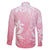 Tiare Tahiti Family Matching Off The Shoulder Long Sleeve Dress and Hawaiian Shirt Pink Polynesia Motifs - Polynesian Pride