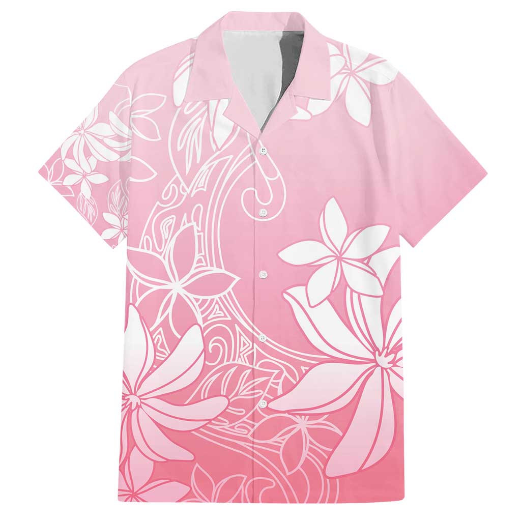 Tiare Tahiti Family Matching Short Sleeve Bodycon Dress and Hawaiian Shirt Pink Polynesia Motifs - Polynesian Pride