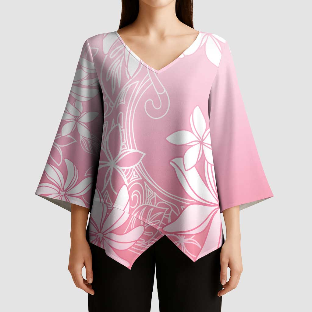 Tiare Tahiti Kimono Sleeve Blouse Pink Polynesia Motifs - Polynesian Pride