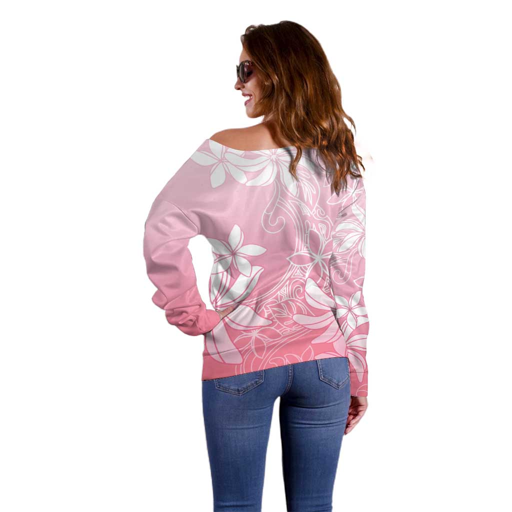 Tiare Tahiti Off Shoulder Sweater Pink Polynesia Motifs LT05 - Polynesian Pride