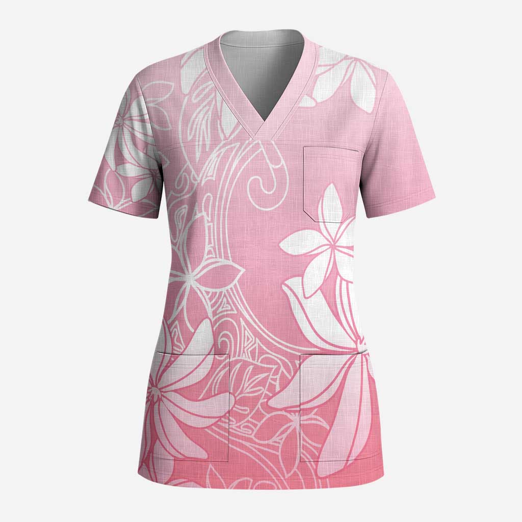 Tiare Tahiti Scrub Top Pink Polynesia Motifs LT05 Adult Pink - Polynesian Pride