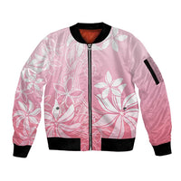 Tiare Tahiti Sleeve Zip Bomber Jacket Pink Polynesia Motifs LT05 Unisex Pink - Polynesian Pride