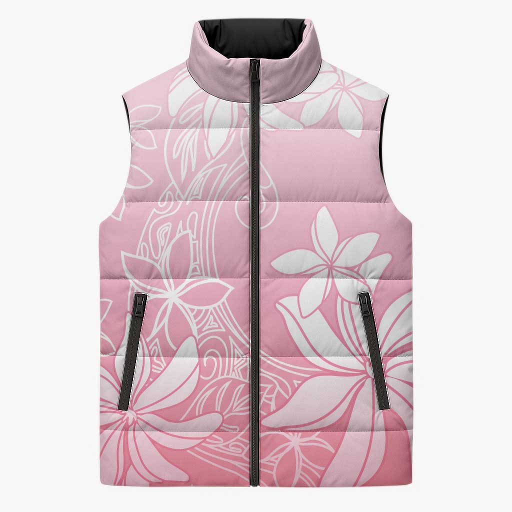 Tiare Tahiti Sleeveless Puffer Jacket Pink Polynesia Motifs - Polynesian Pride