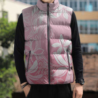 Tiare Tahiti Sleeveless Puffer Jacket Pink Polynesia Motifs - Polynesian Pride