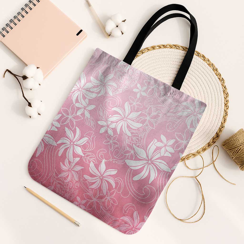 Tiare Tahiti Tote Bag Pink Polynesia Motifs LT05 Black Strap One Size Pink - Polynesian Pride