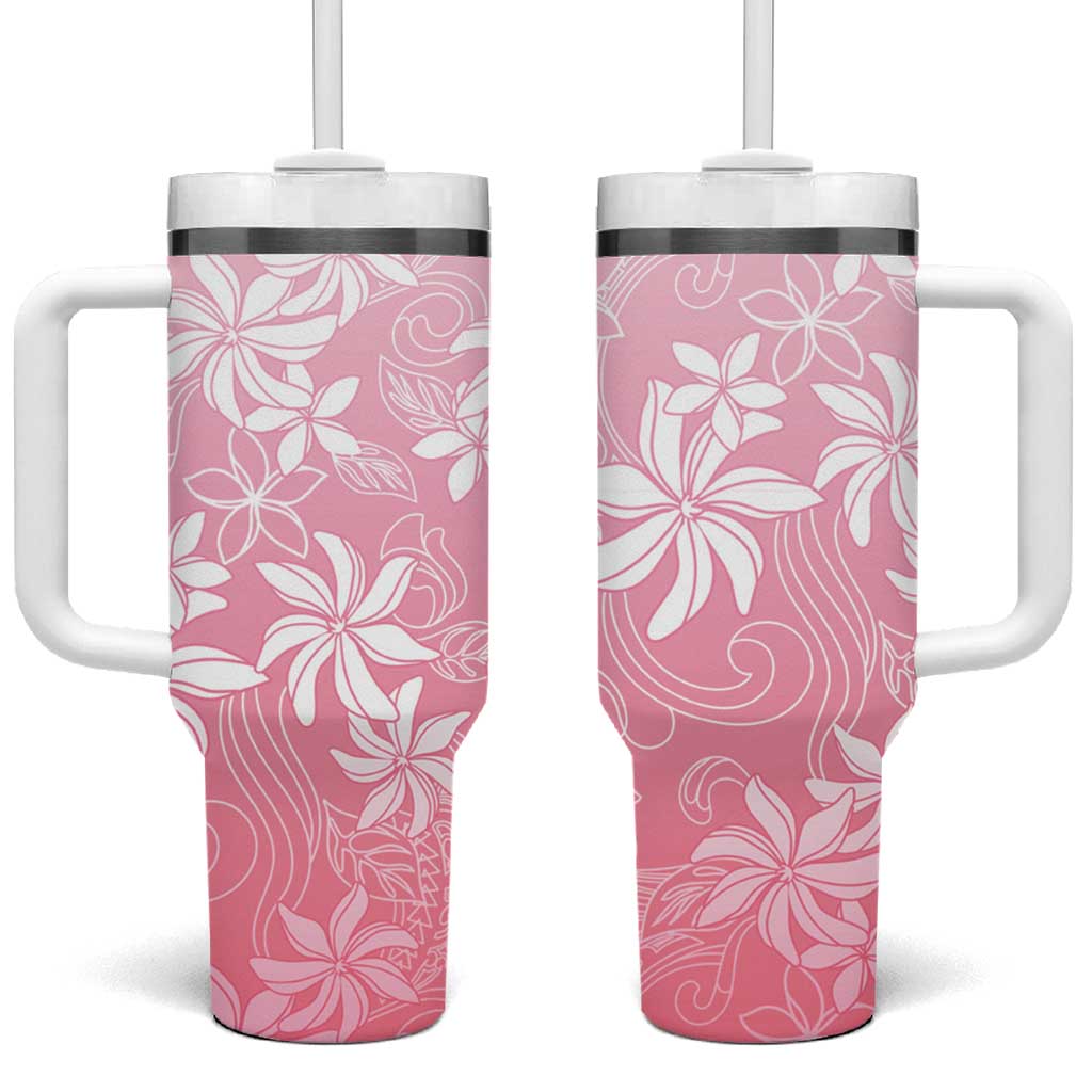 Tiare Tahiti Tumbler With Handle Pink Polynesia Motifs - Polynesian Pride