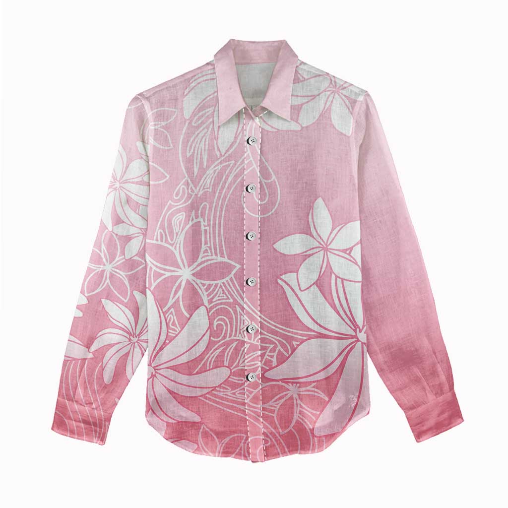Tiare Tahiti Women Casual Shirt Pink Polynesia Motifs - Polynesian Pride