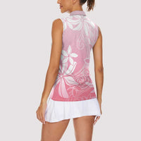 Tiare Tahiti Women Sleeveless Polo Shirt Pink Polynesia Motifs - Polynesian Pride