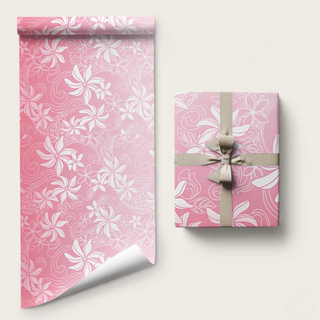 Tiare Tahiti Wrapping Paper Pink Polynesia Motifs - Polynesian Pride