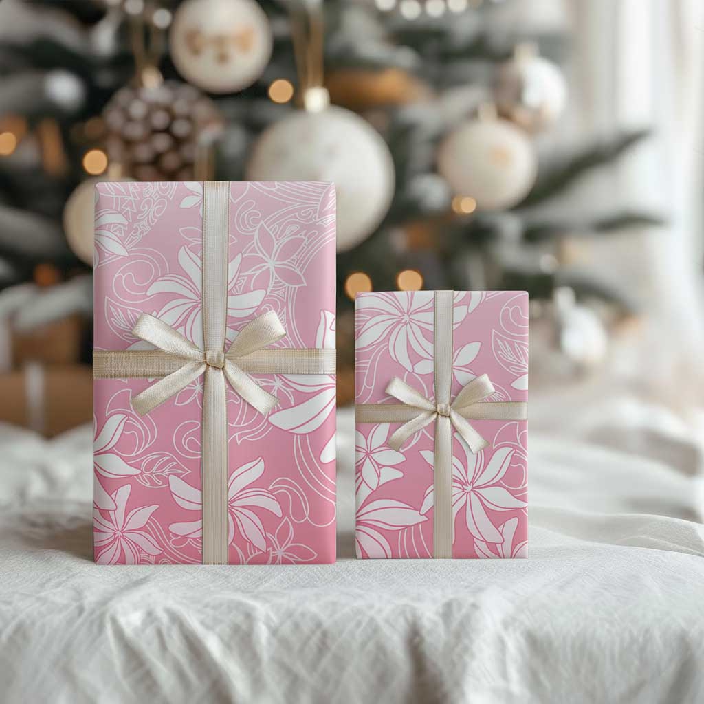 Tiare Tahiti Wrapping Paper Pink Polynesia Motifs - Polynesian Pride