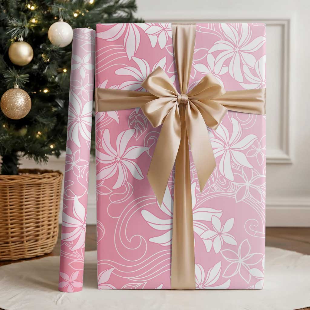 Tiare Tahiti Wrapping Paper Pink Polynesia Motifs - Polynesian Pride
