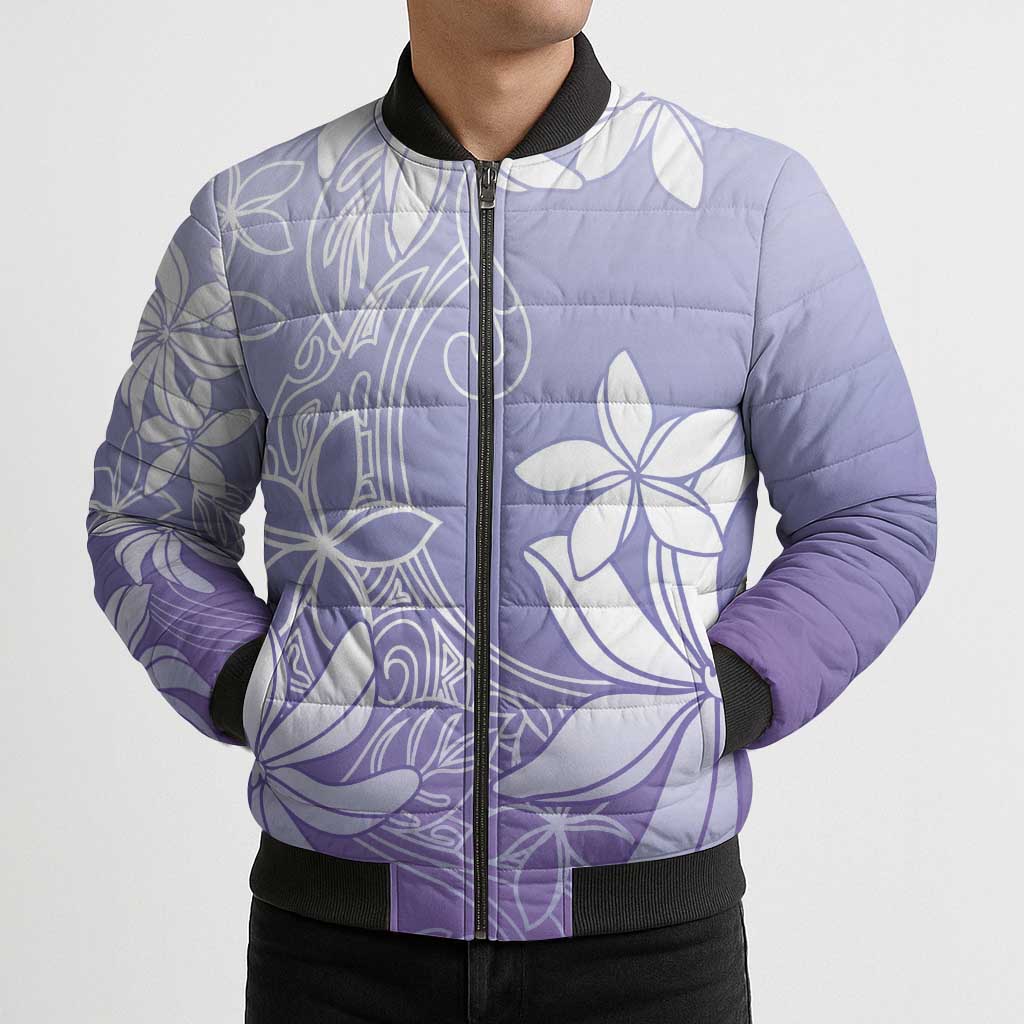 Tiare Tahiti Bomber Puffer Jacket Purple Polynesia Motifs - Polynesian Pride