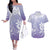 Tiare Tahiti Couples Matching Off The Shoulder Long Sleeve Dress and Hawaiian Shirt Purple Polynesia Motifs - Polynesian Pride