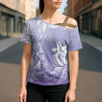 Tiare Tahiti Cross Shoulder Shirt Purple Polynesia Motifs - Polynesian Pride