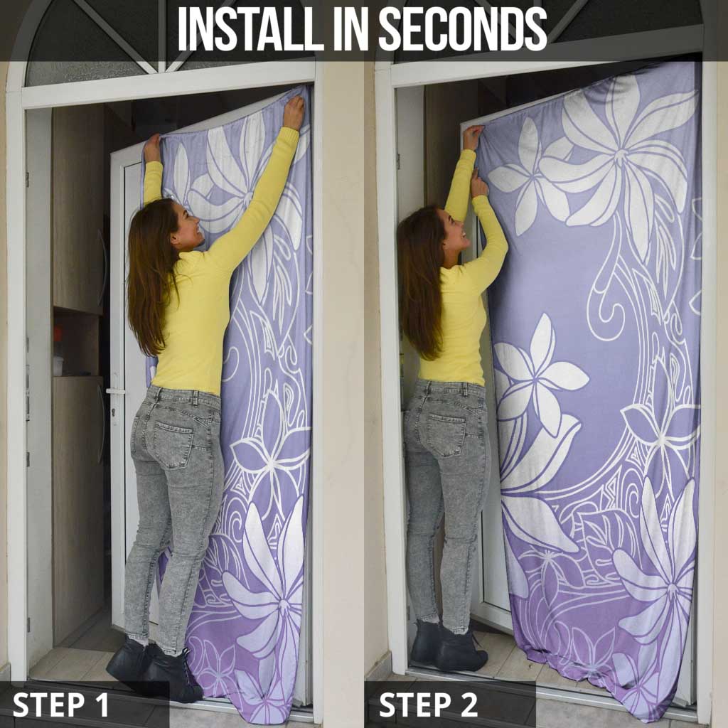 Tiare Tahiti Door Cover Purple Polynesia Motifs - Polynesian Pride