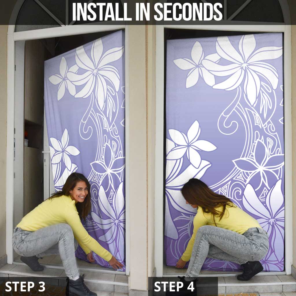Tiare Tahiti Door Cover Purple Polynesia Motifs - Polynesian Pride