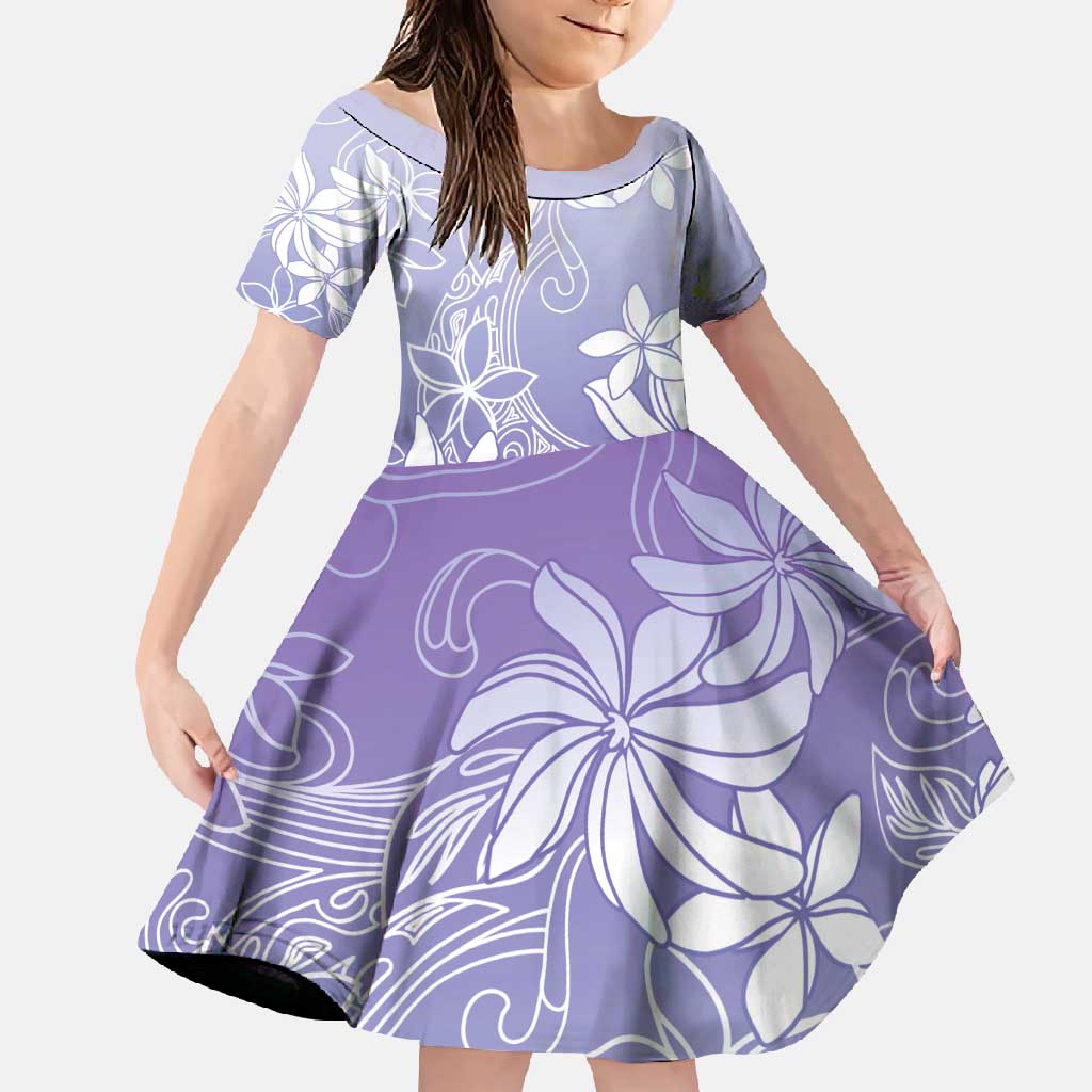 Tiare Tahiti Family Matching Off Shoulder Maxi Dress and Hawaiian Shirt Purple Polynesia Motifs - Polynesian Pride