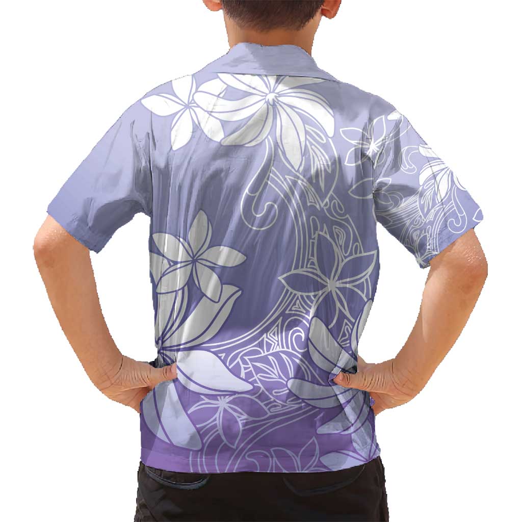 Tiare Tahiti Family Matching Off Shoulder Short Dress and Hawaiian Shirt Purple Polynesia Motifs - Polynesian Pride