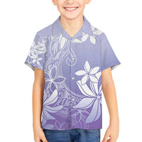 Tiare Tahiti Family Matching Off Shoulder Short Dress and Hawaiian Shirt Purple Polynesia Motifs - Polynesian Pride
