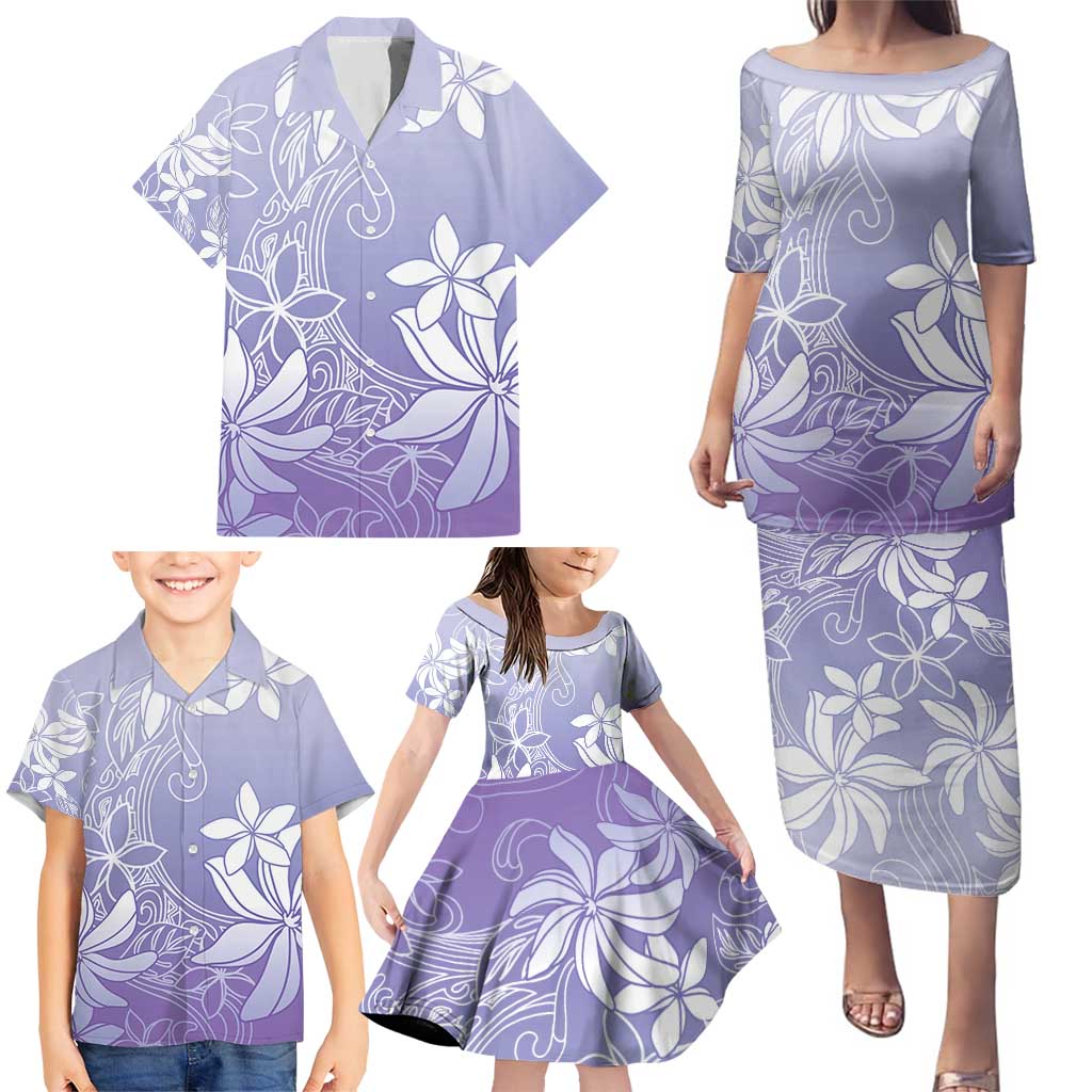 Tiare Tahiti Family Matching Puletasi and Hawaiian Shirt Purple Polynesia Motifs - Polynesian Pride