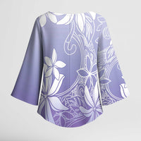 Tiare Tahiti Kimono Sleeve Blouse Purple Polynesia Motifs - Polynesian Pride