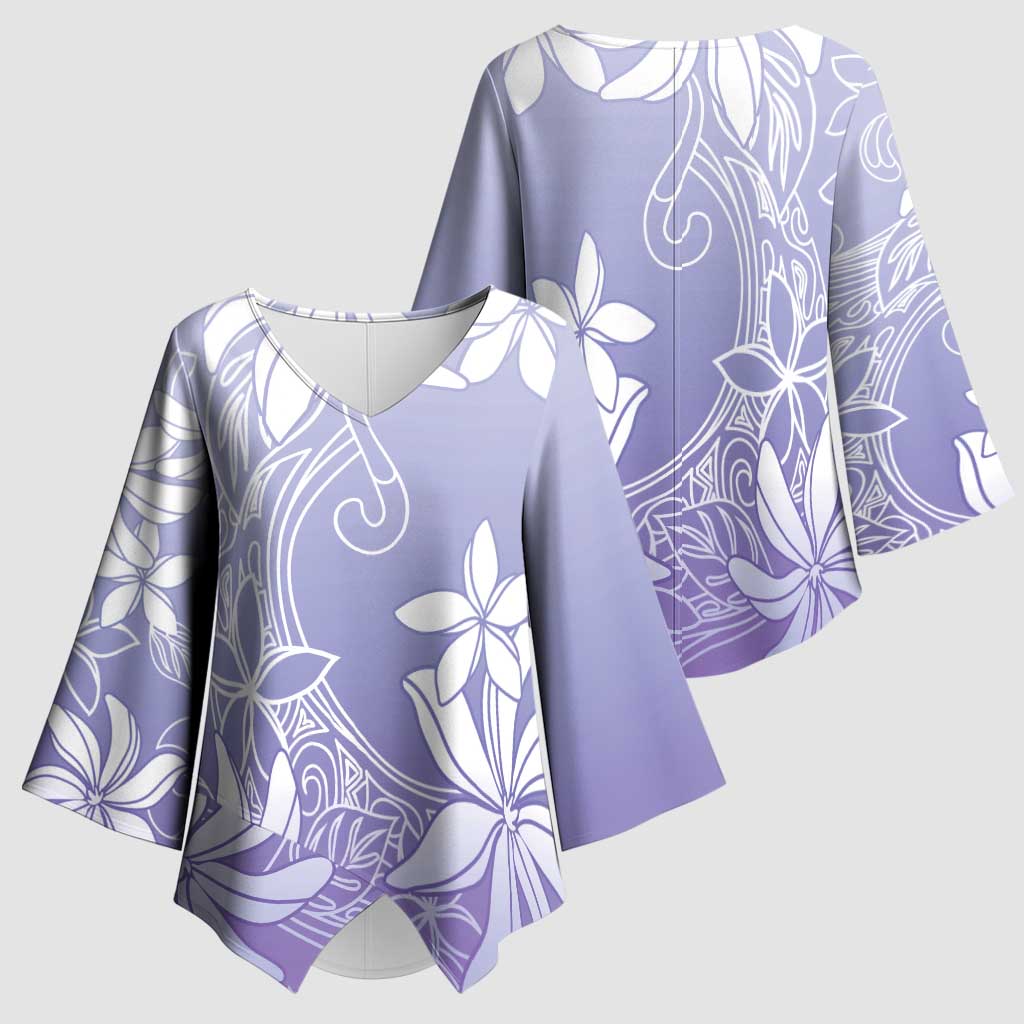 Tiare Tahiti Kimono Sleeve Blouse Purple Polynesia Motifs - Polynesian Pride