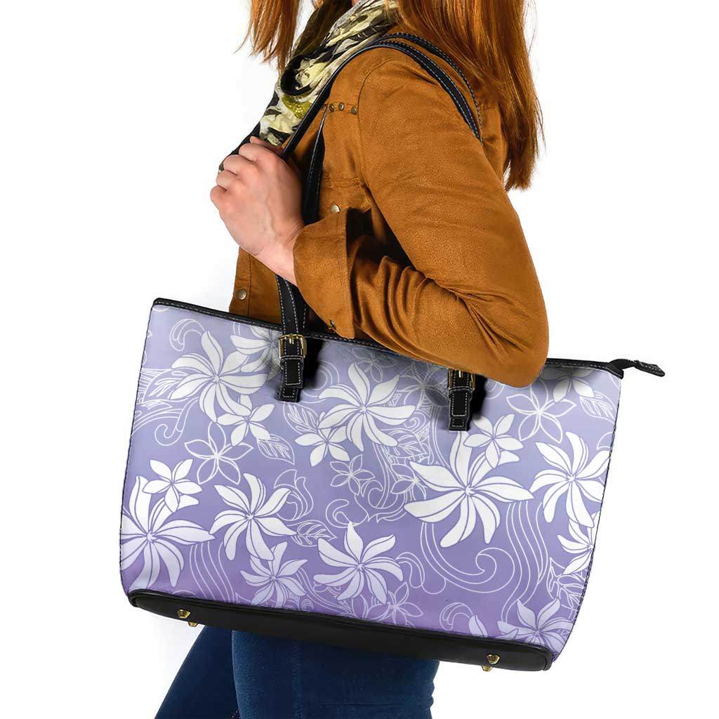 Tiare Tahiti Leather Tote Bag Purple Polynesia Motifs LT05 Purple - Polynesian Pride