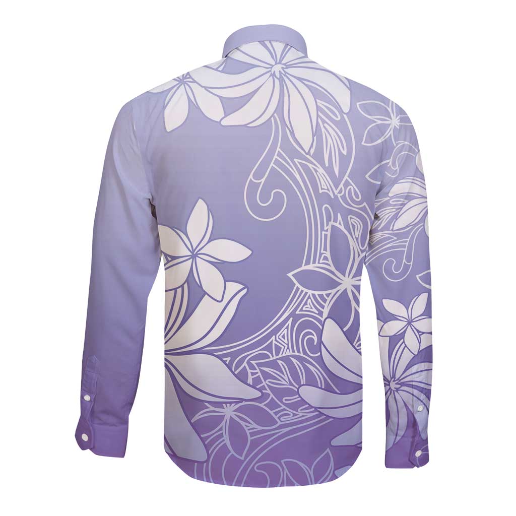 Tiare Tahiti Long Sleeve Button Shirt Purple Polynesia Motifs - Polynesian Pride