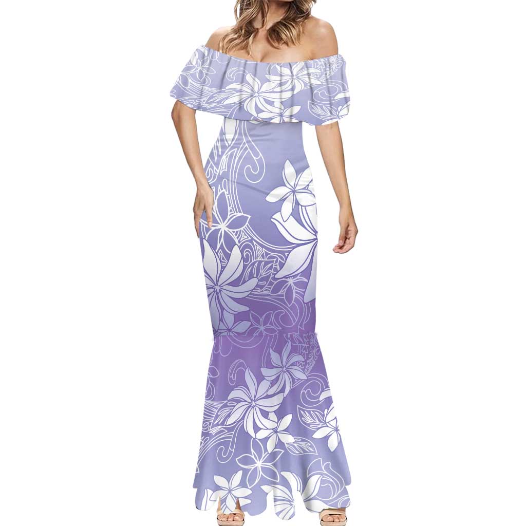 Tiare Tahiti Mermaid Dress Purple Polynesia Motifs - Polynesian Pride