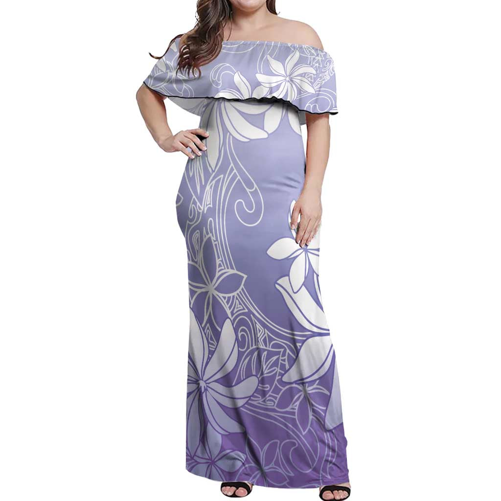 Tiare Tahiti Off Shoulder Maxi Dress Purple Polynesia Motifs - Polynesian Pride