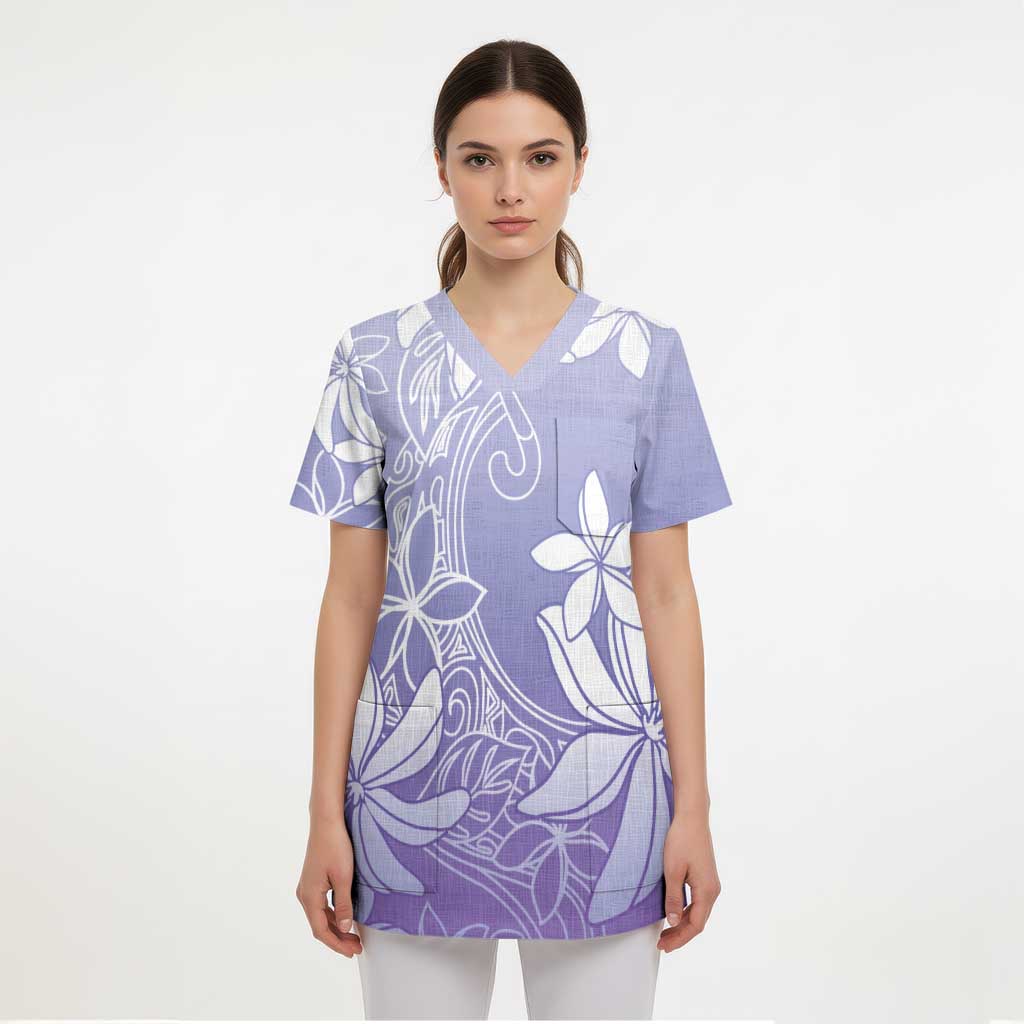 Tiare Tahiti Scrub Top Purple Polynesia Motifs - Polynesian Pride