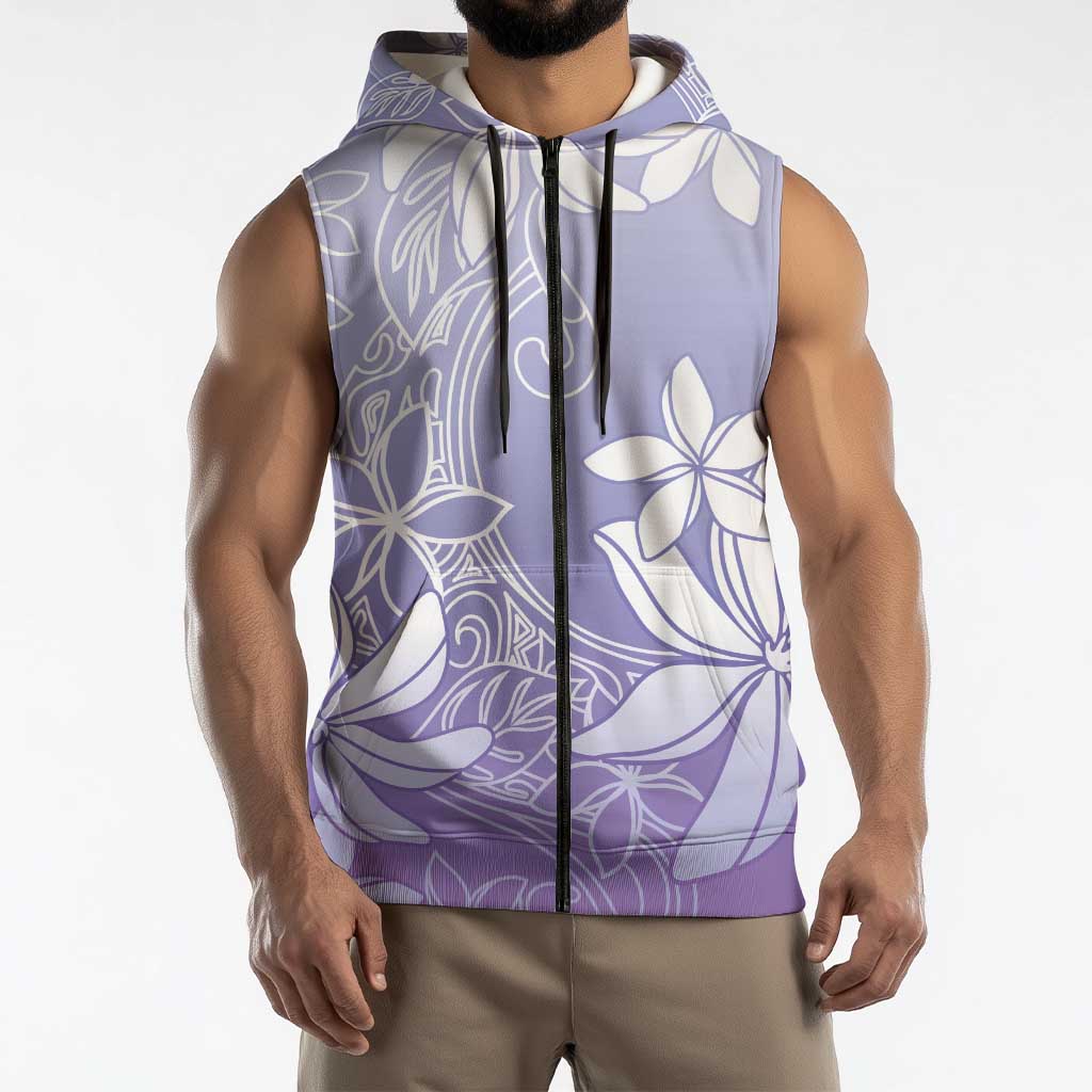 Tiare Tahiti Sleeveless Zip Hoodie Purple Polynesia Motifs - Polynesian Pride
