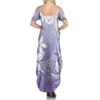 Tiare Tahiti Summer Maxi Dress Purple Polynesia Motifs - Polynesian Pride