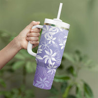 Tiare Tahiti Tumbler With Handle Purple Polynesia Motifs - Polynesian Pride