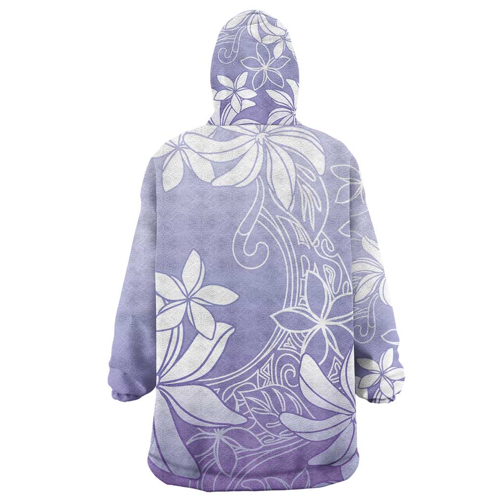 Tiare Tahiti Wearable Blanket Hoodie Purple Polynesia Motifs LT05 - Polynesian Pride