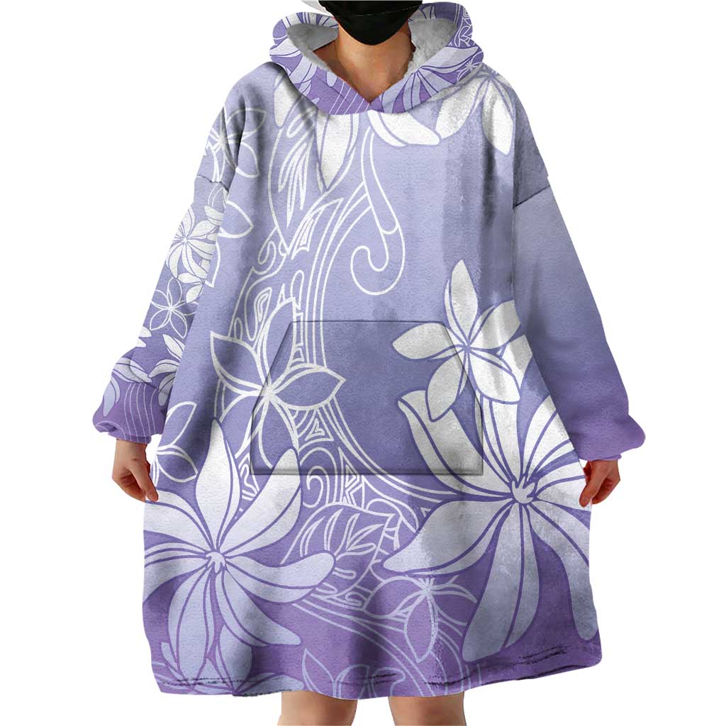 Tiare Tahiti Wearable Blanket Hoodie Purple Polynesia Motifs LT05 - Polynesian Pride