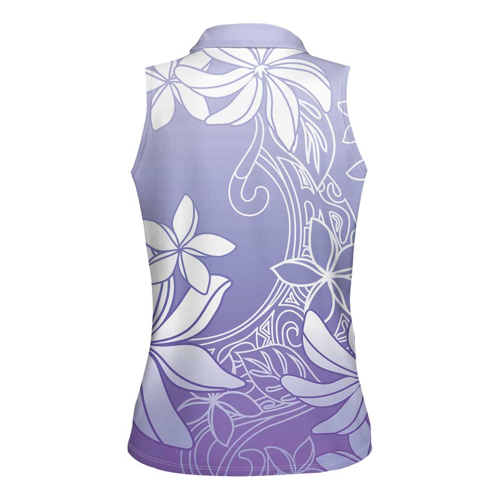 Tiare Tahiti Women Sleeveless Polo Shirt Purple Polynesia Motifs - Polynesian Pride