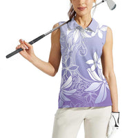 Tiare Tahiti Women Sleeveless Polo Shirt Purple Polynesia Motifs - Polynesian Pride