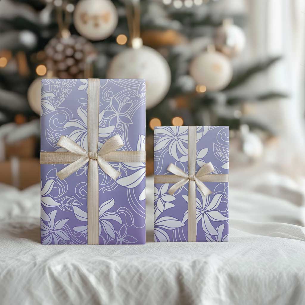 Tiare Tahiti Wrapping Paper Purple Polynesia Motifs - Polynesian Pride