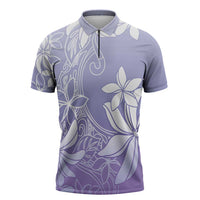 Tiare Tahiti Zipper Polo Shirt Purple Polynesia Motifs - Polynesian Pride