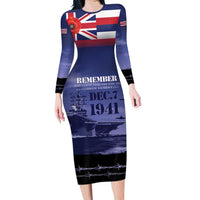 Hawaii Pearl Harbor Remembrance Day Family Matching Long Sleeve Bodycon Dress and Hawaiian Shirt Flag Style